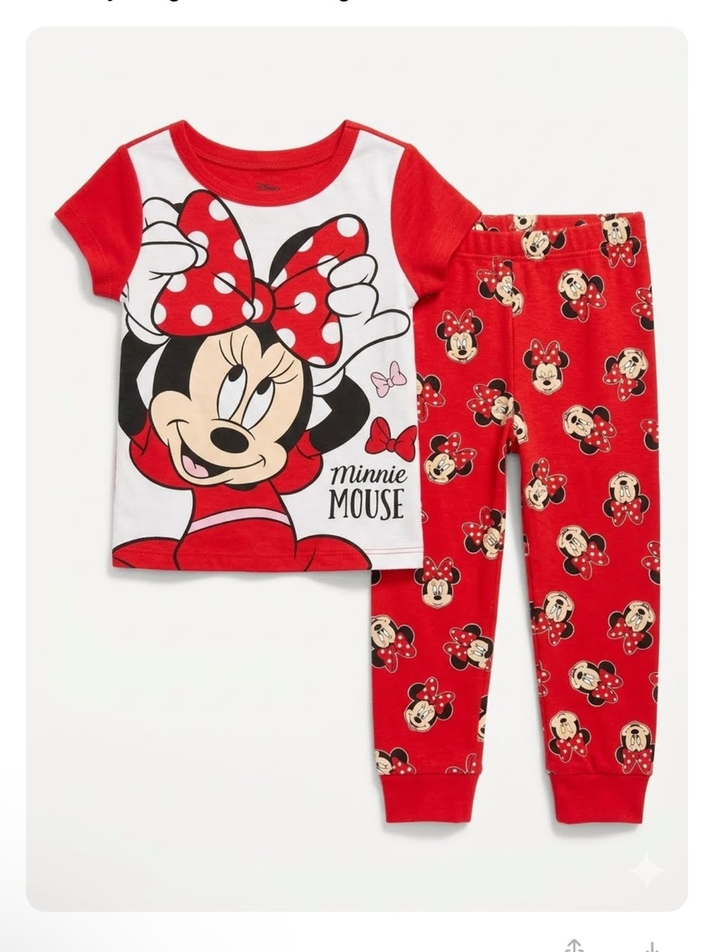 Disney Minnie Mouse Red & White Girls' Pajama Set(Size 2T Top, 3T Pants)